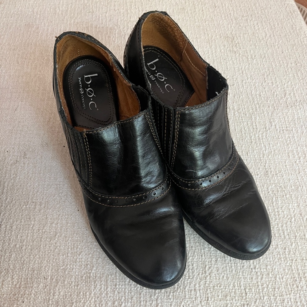 Boho western Born Concept leather ankle booties with 3” heel